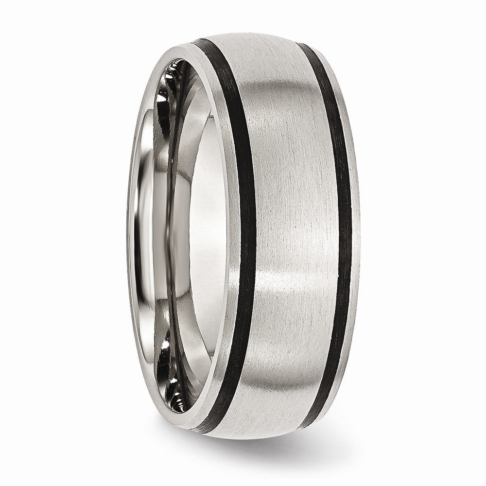 Chisel Stainless Steel Black Rubber 8mm Brushed Wedding Band