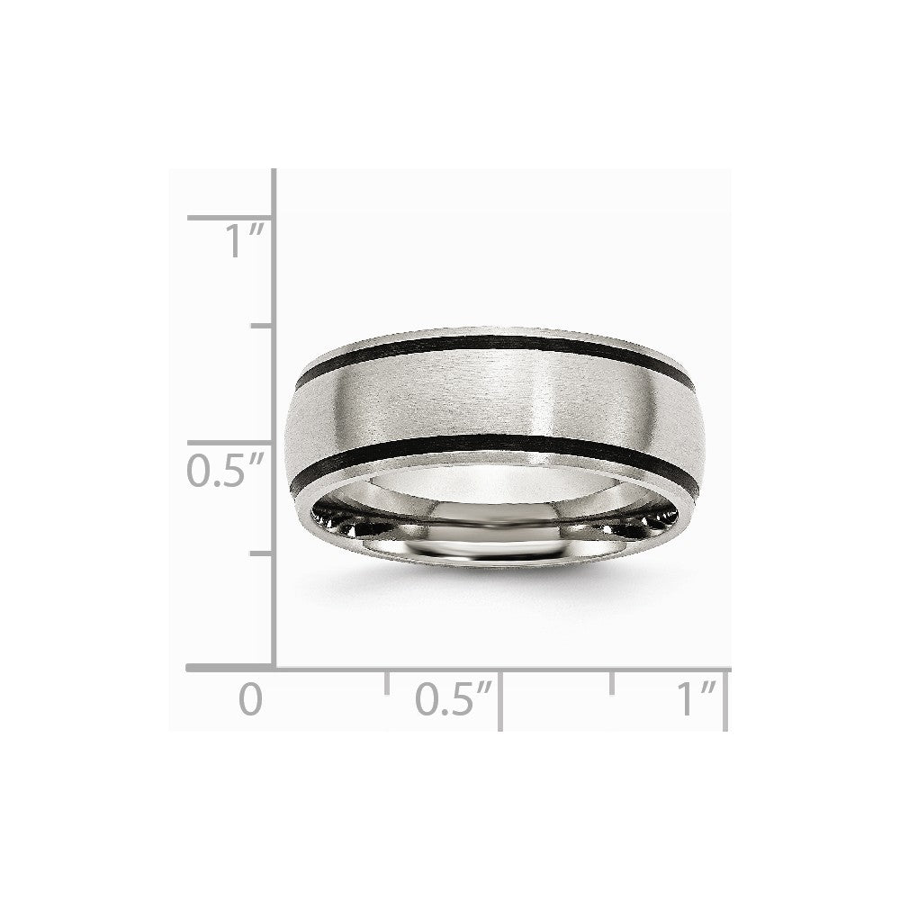 Chisel Stainless Steel Black Rubber 8mm Brushed Wedding Band