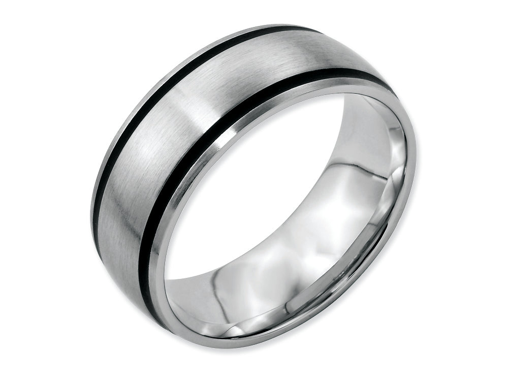 Chisel Stainless Steel Black Rubber 8mm Brushed Wedding Band