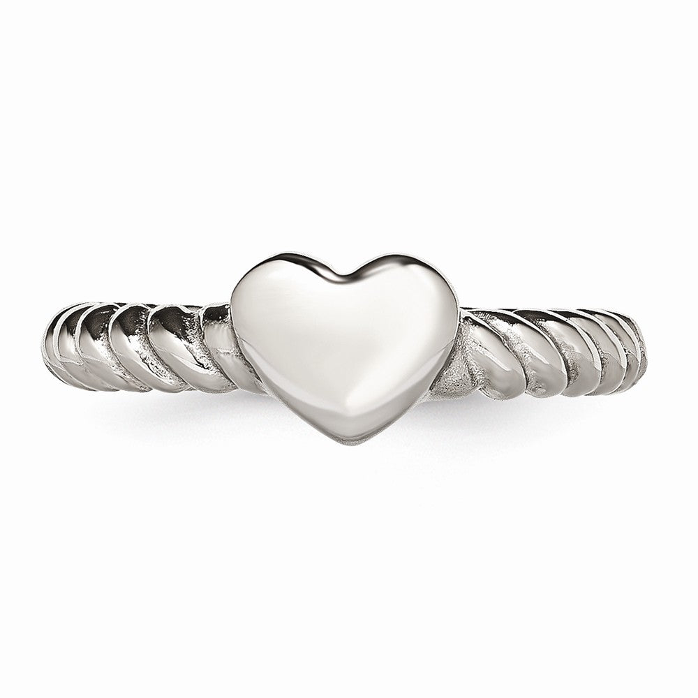 Chisel Stainless Steel Polished Twisted Heart Ring