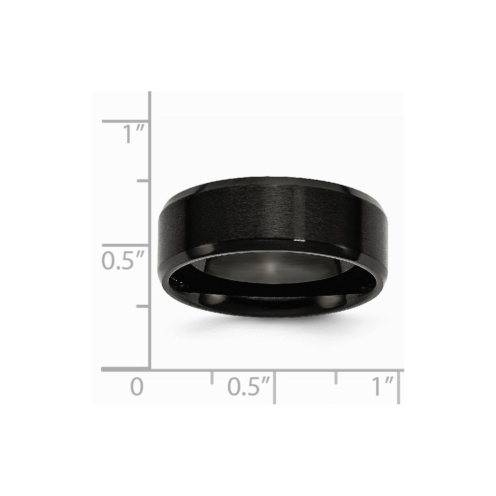 Chisel Stainless Steel 8mm Black Ip-plated Brushed/polished Beveled Edge Wedding Band