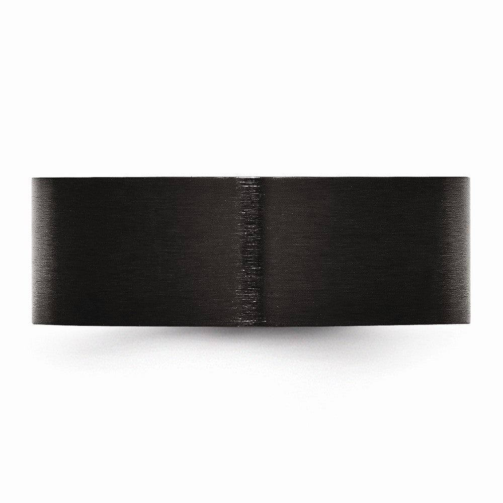 Chisel Stainless Steel 8mm Black Ip-plated Brushed Flat Wedding Band