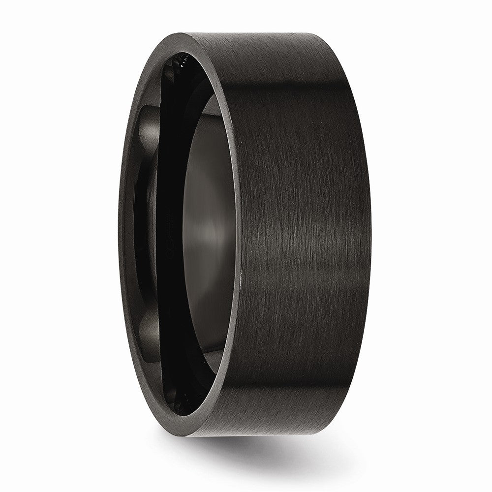 Chisel Stainless Steel 8mm Black Ip-plated Brushed Flat Wedding Band
