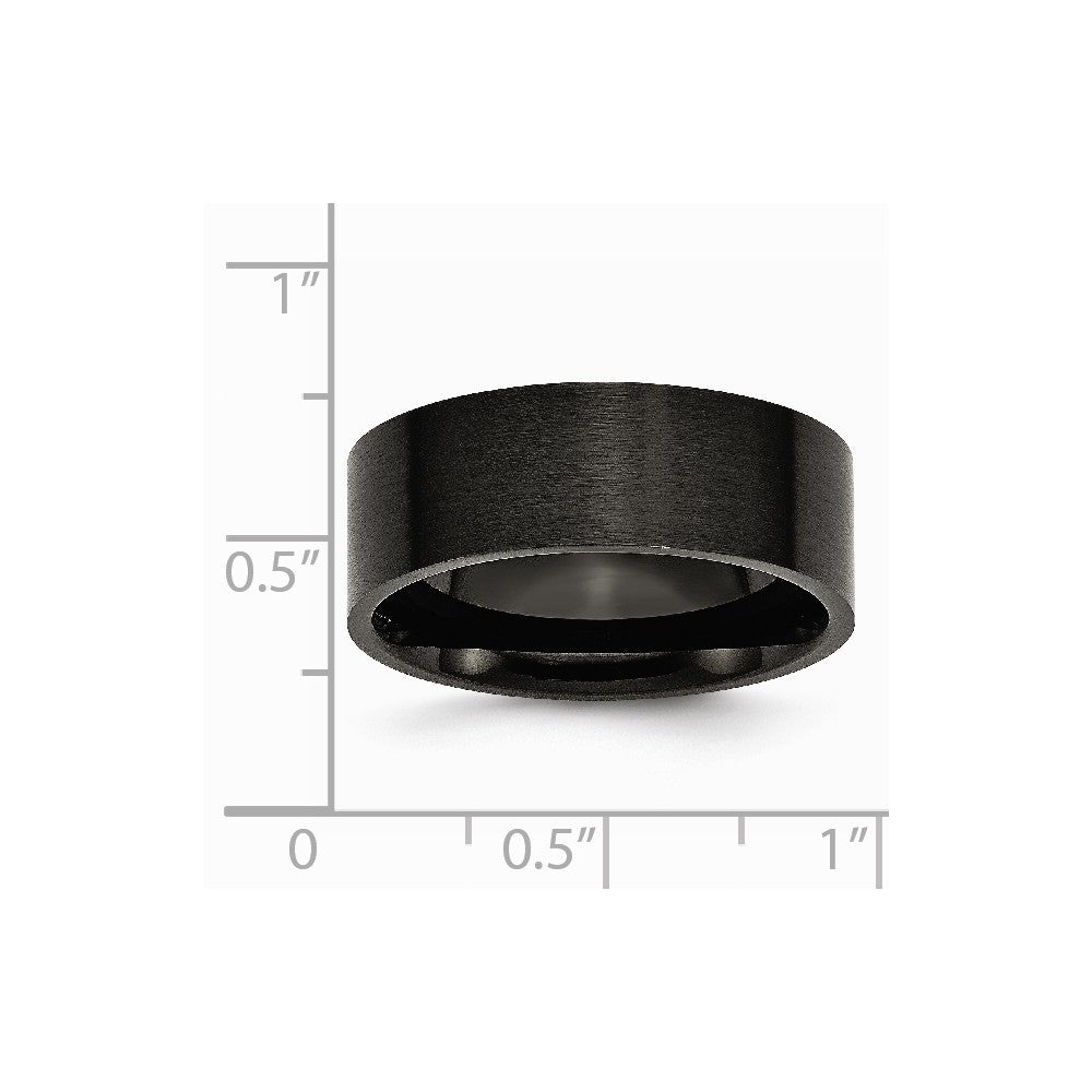 Chisel Stainless Steel 8mm Black Ip-plated Brushed Flat Wedding Band