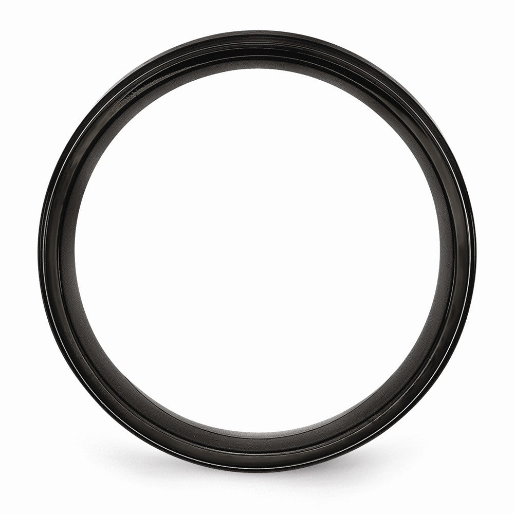 Chisel Stainless Steel 8mm Black Ip-plated Brushed Center/polished Edges Wedding Band