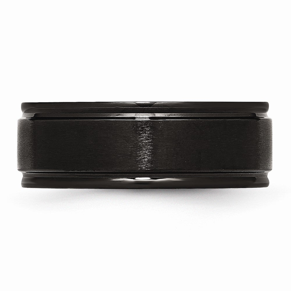 Chisel Stainless Steel 8mm Black Ip-plated Brushed Center/polished Edges Wedding Band