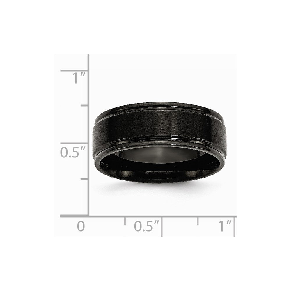 Chisel Stainless Steel 8mm Black Ip-plated Brushed Center/polished Edges Wedding Band
