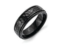 Chisel Stainless Steel 7mm Black Ip-plated Hammered And Polished Wedding Band