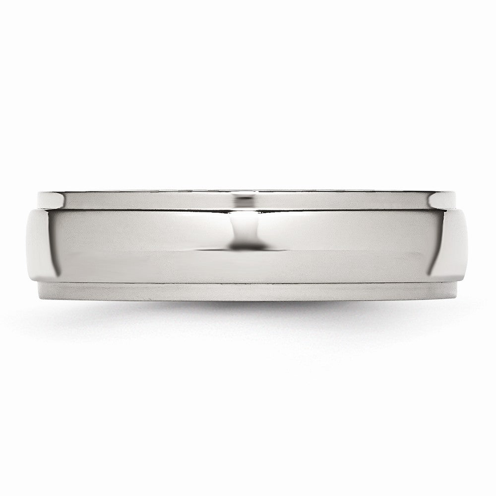 Chisel Stainless Steel Ridged Edge 6mm Polished Wedding Band