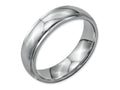 Chisel Stainless Steel Ridged Edge 6mm Polished Wedding Band