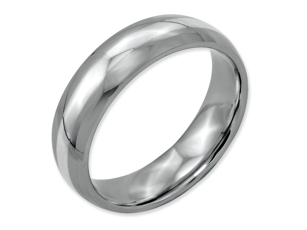 Chisel Stainless Steel Sterling Silver Inlay 6mm Polished Wedding Band