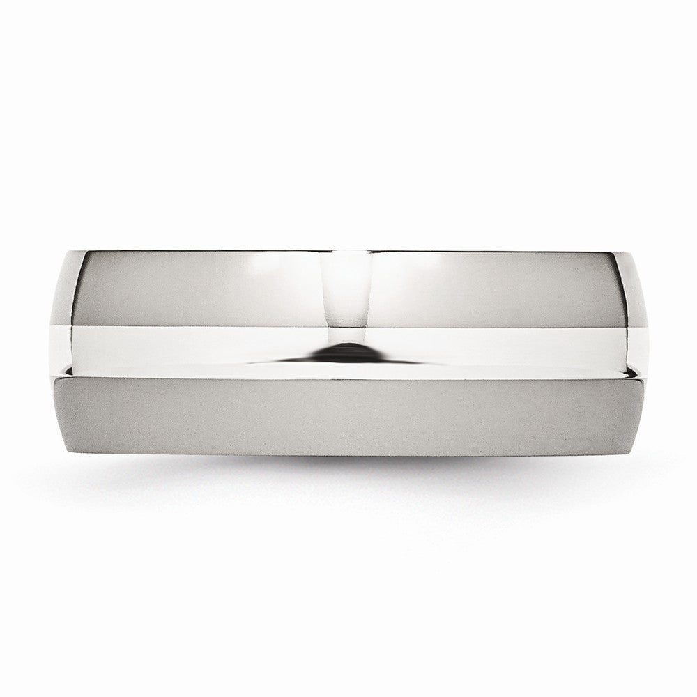 Chisel Stainless Steel Sterling Silver Inlay 8mm Polished Wedding Band