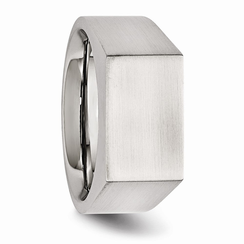 Chisel Stainless Steel Polished And Brushed Signet Ring