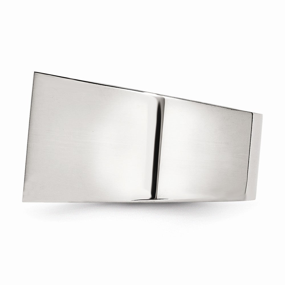 Chisel Stainless Steel Polished CZ Signet Ring