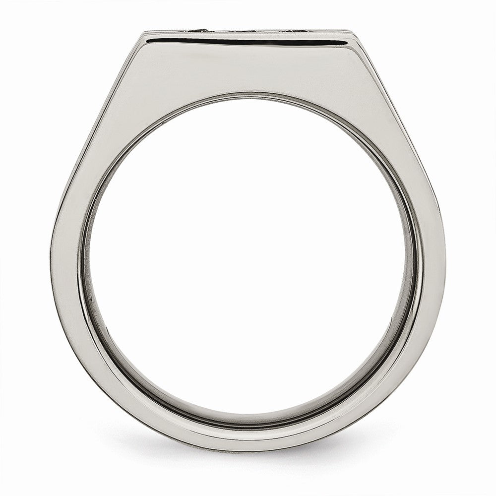 Chisel Stainless Steel Brushed Black Ip-plated CZs Ring