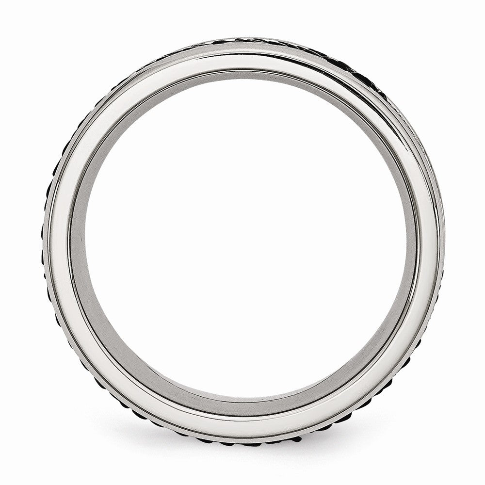 Chisel Stainless Steel Polished Grooved/genuine Stingray Textured  8mm Ring