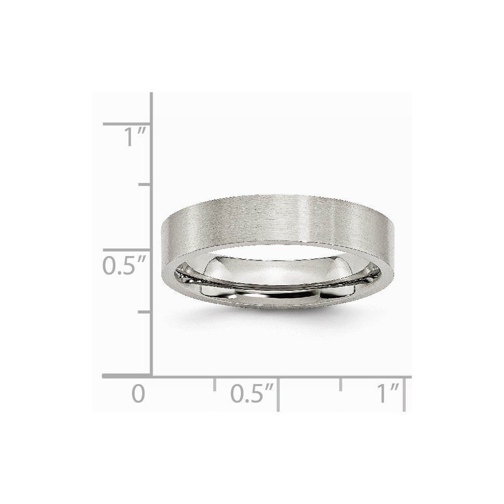 Chisel Stainless Steel Flat 5mm Brushed Wedding Band