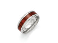 Chisel Stainless Steel Polished Red Wood Inlay Enameled 8.00mm Ring