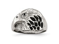 Chisel Stainless Steel Polished Black Enameled Eagle Ring