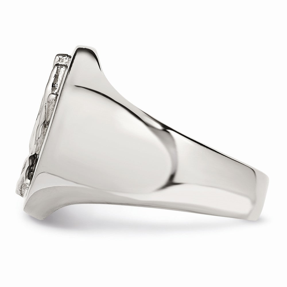 Chisel Stainless Steel Polished W/ Sterling Silver Praying Hands Ring