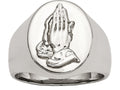 Chisel Stainless Steel Polished W/ Sterling Silver Praying Hands Ring