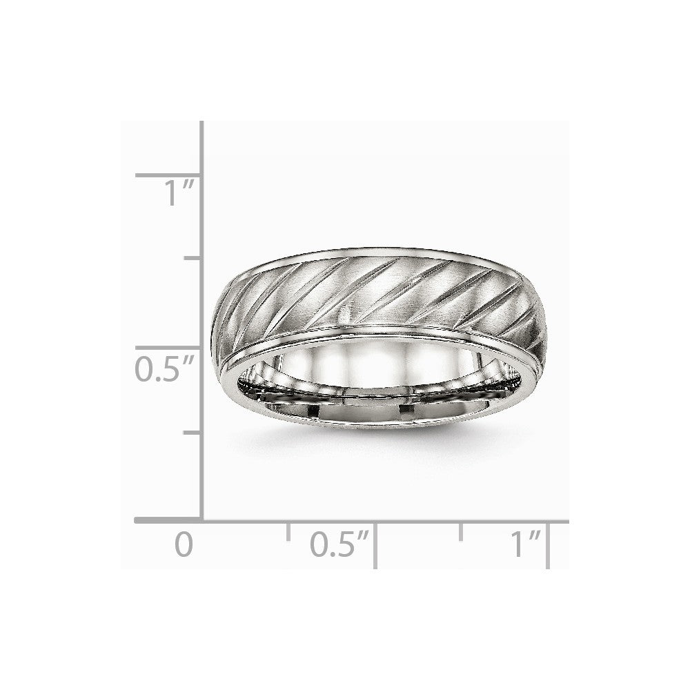 Chisel Stainless Steel Brushed And Polished Grooved Ring