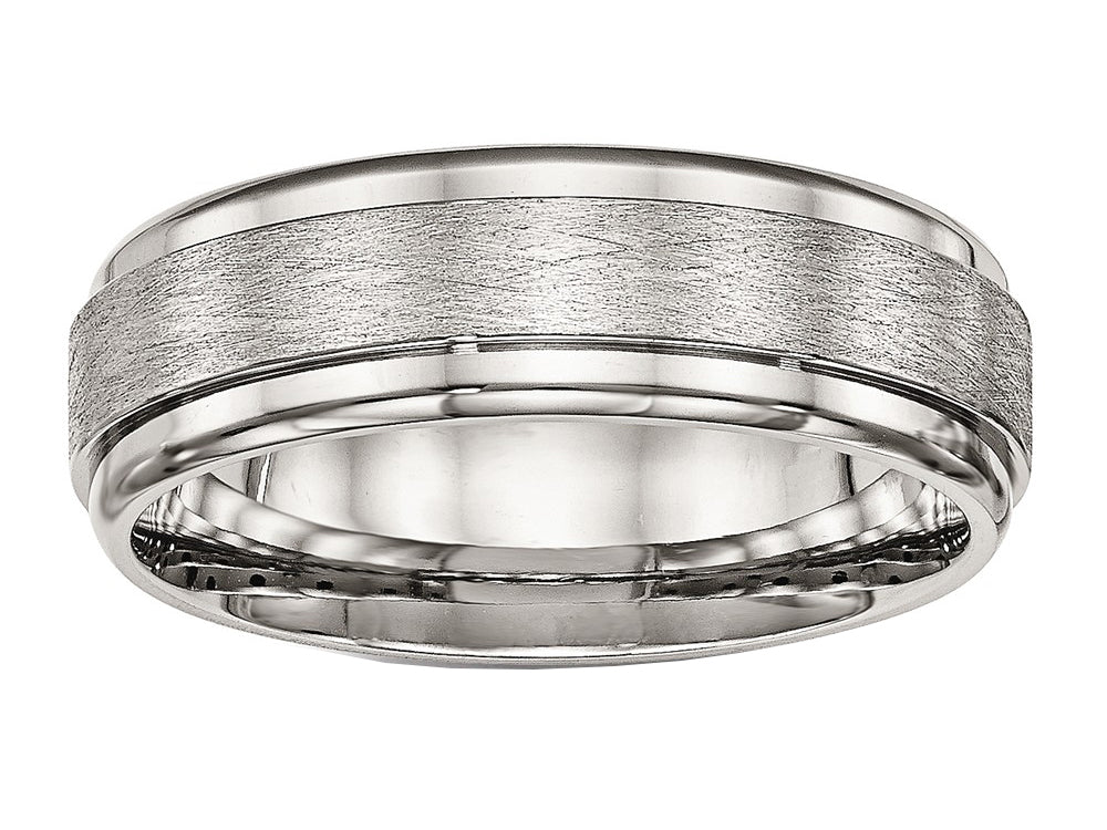 Chisel Stainless Steel Brushed And Polished Ridged Edge Ring