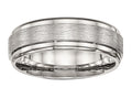 Chisel Stainless Steel Brushed And Polished Ridged Edge Ring