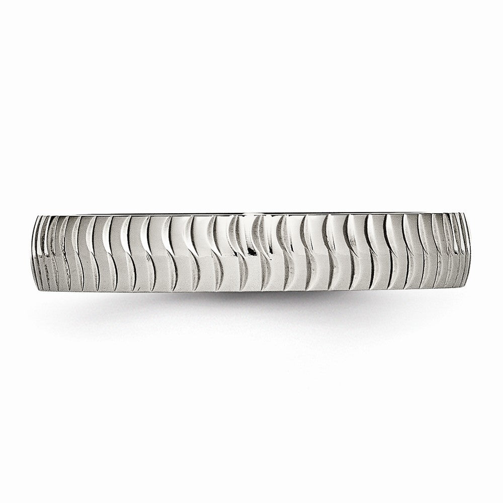 Chisel Stainless Steel Polished Textured Ring