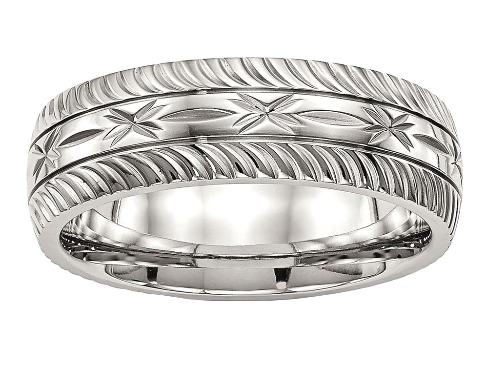 Chisel Stainless Steel Polished bright Cut Ring