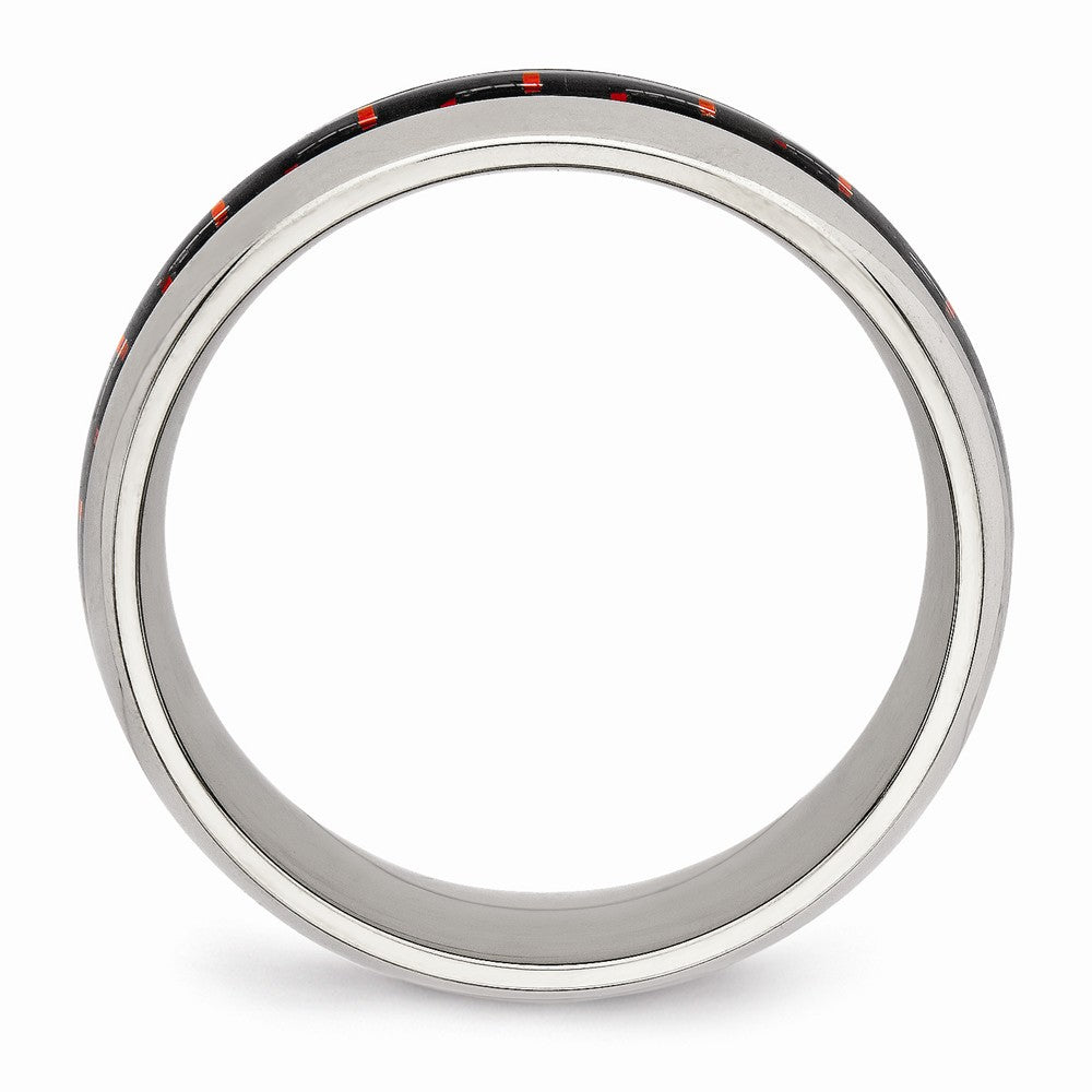 Chisel Stainless Steel Polished Black/red Carbon Fiber Inlay Ring