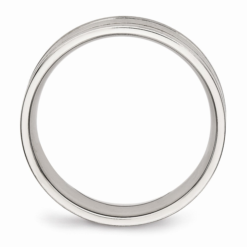 Chisel Stainless Steel Brushed And Polished Ridged 6.00mm Wedding Band