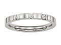 Chisel Stainless Steel Polished 3 Stone CZ 2.50mm Wedding Band