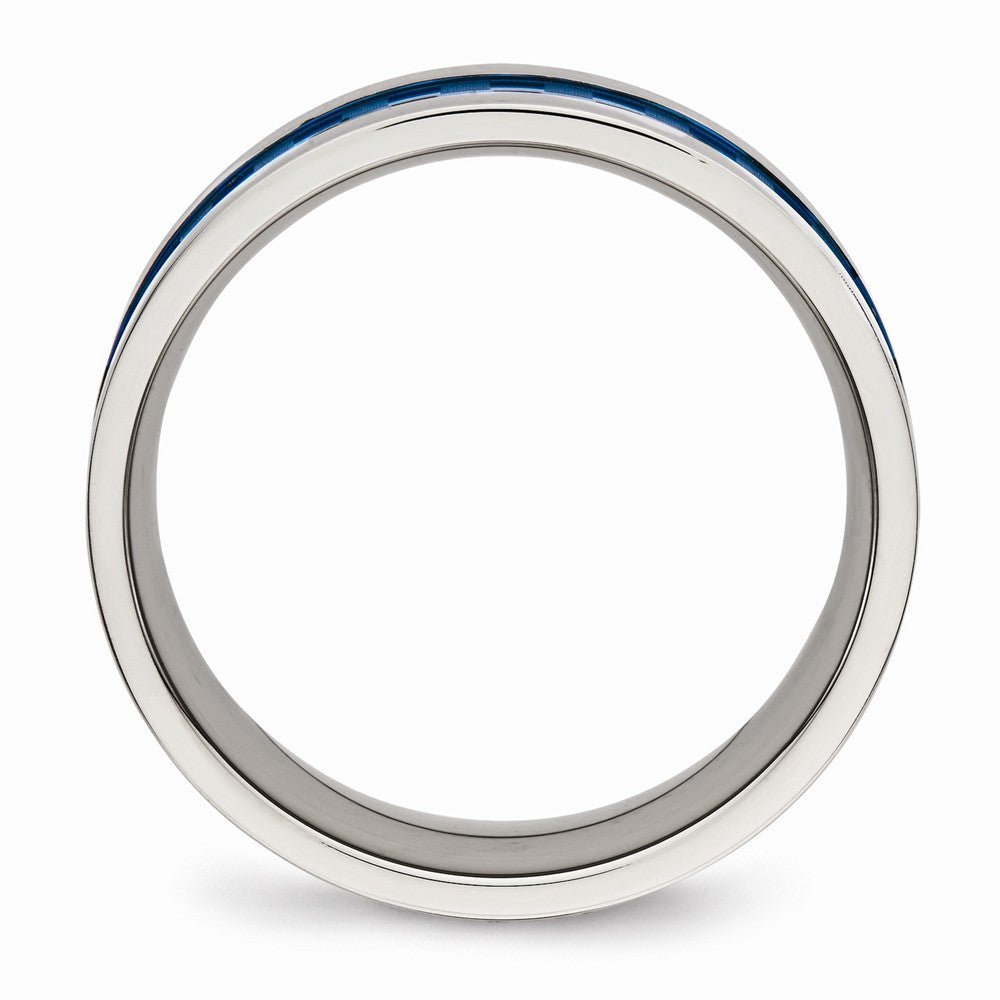 Chisel Stainless Steel Polished Blue Ip-plated 8.00mm Wedding Band