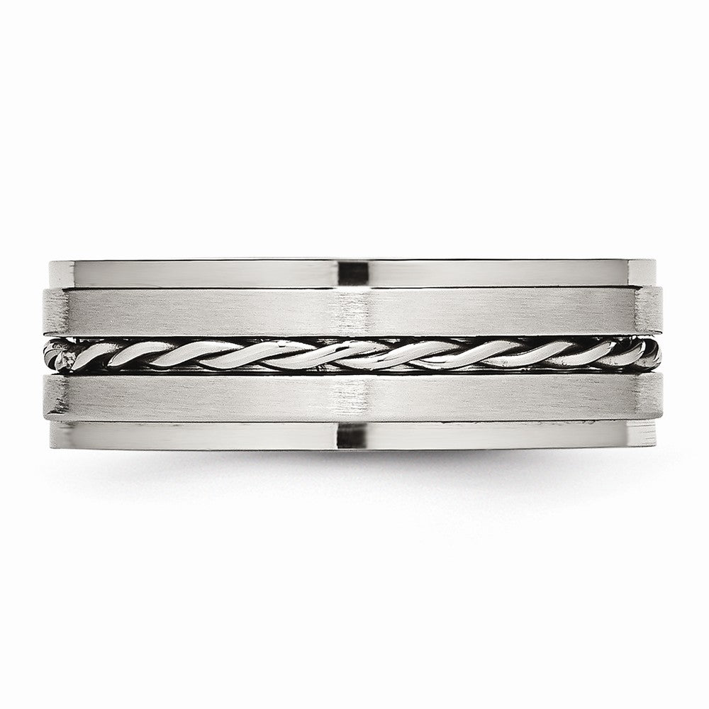 Chisel Stainless Steel Brushed And Polished Twisted 7.00mm Wedding Band