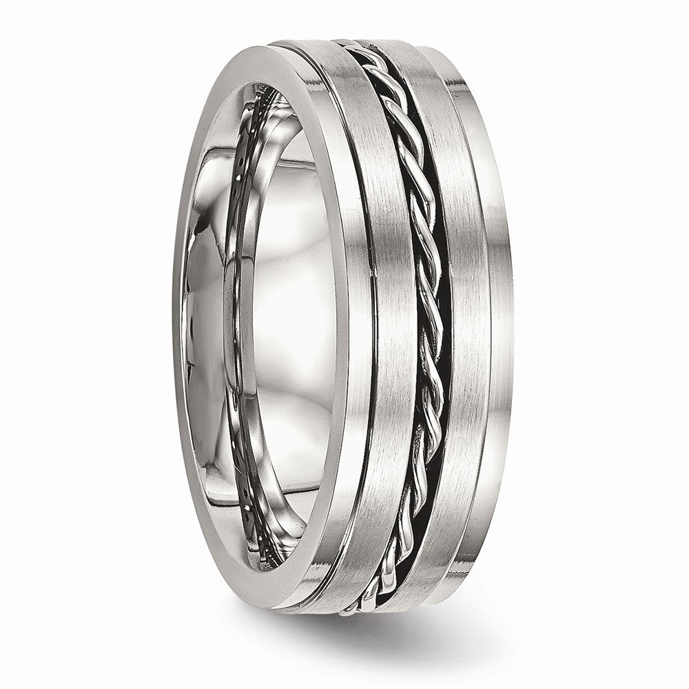 Chisel Stainless Steel Brushed And Polished Twisted 7.00mm Wedding Band