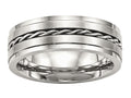 Chisel Stainless Steel Brushed And Polished Twisted 7.00mm Wedding Band