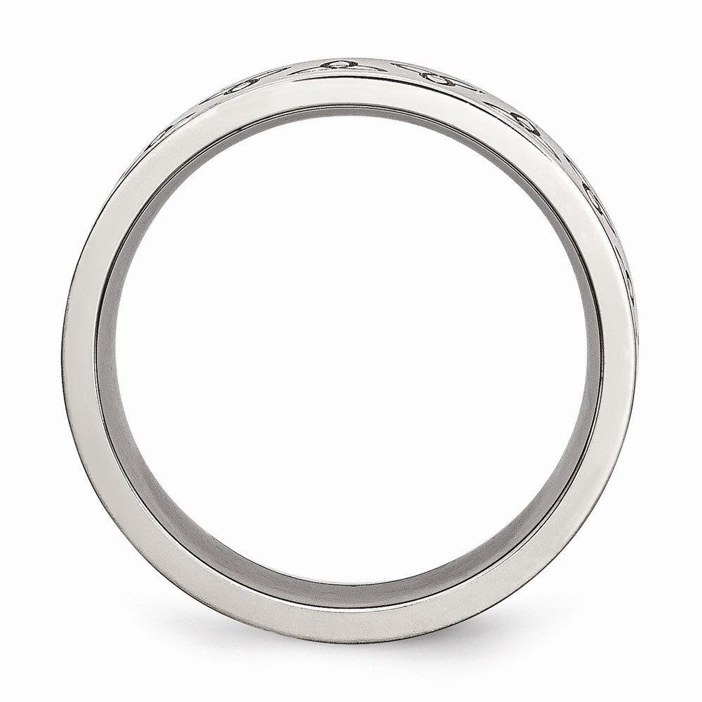 Chisel Stainless Steel Engraved Trinity Symbol Brushed 6mm Wedding Band