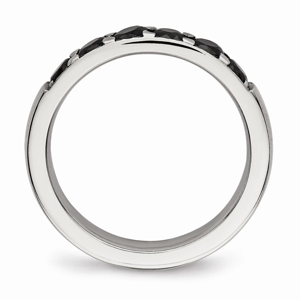 Chisel Stainless Steel Polished Black CZ 4.00mm Wedding Band