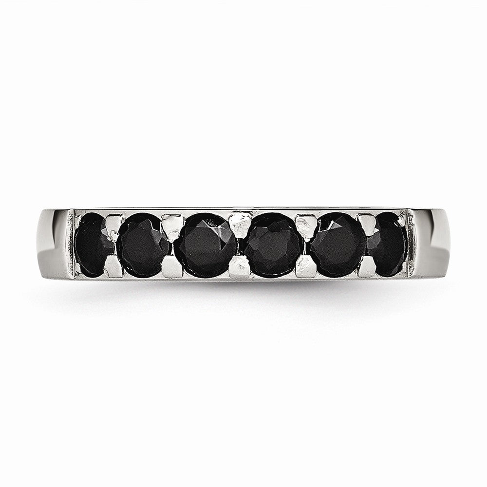Chisel Stainless Steel Polished Black CZ 4.00mm Wedding Band