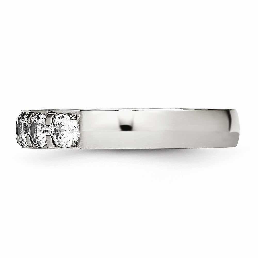 Chisel Stainless Steel Polished CZ 4.00mm Wedding Band