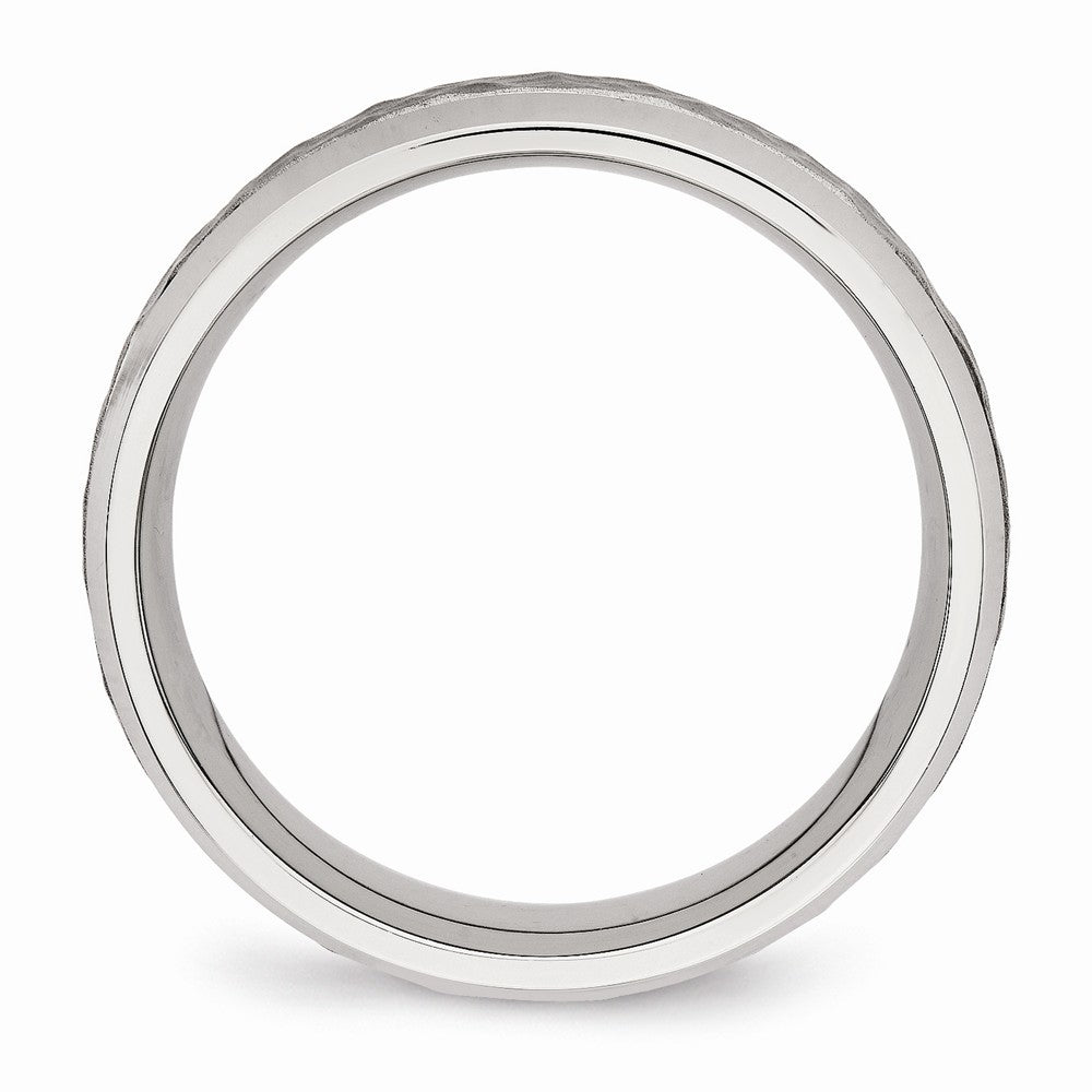 Chisel Stainless Steel Brushed And Polished Hammered 7.50mm Wedding Band