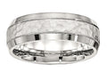 Chisel Stainless Steel Brushed And Polished Hammered 7.50mm Wedding Band