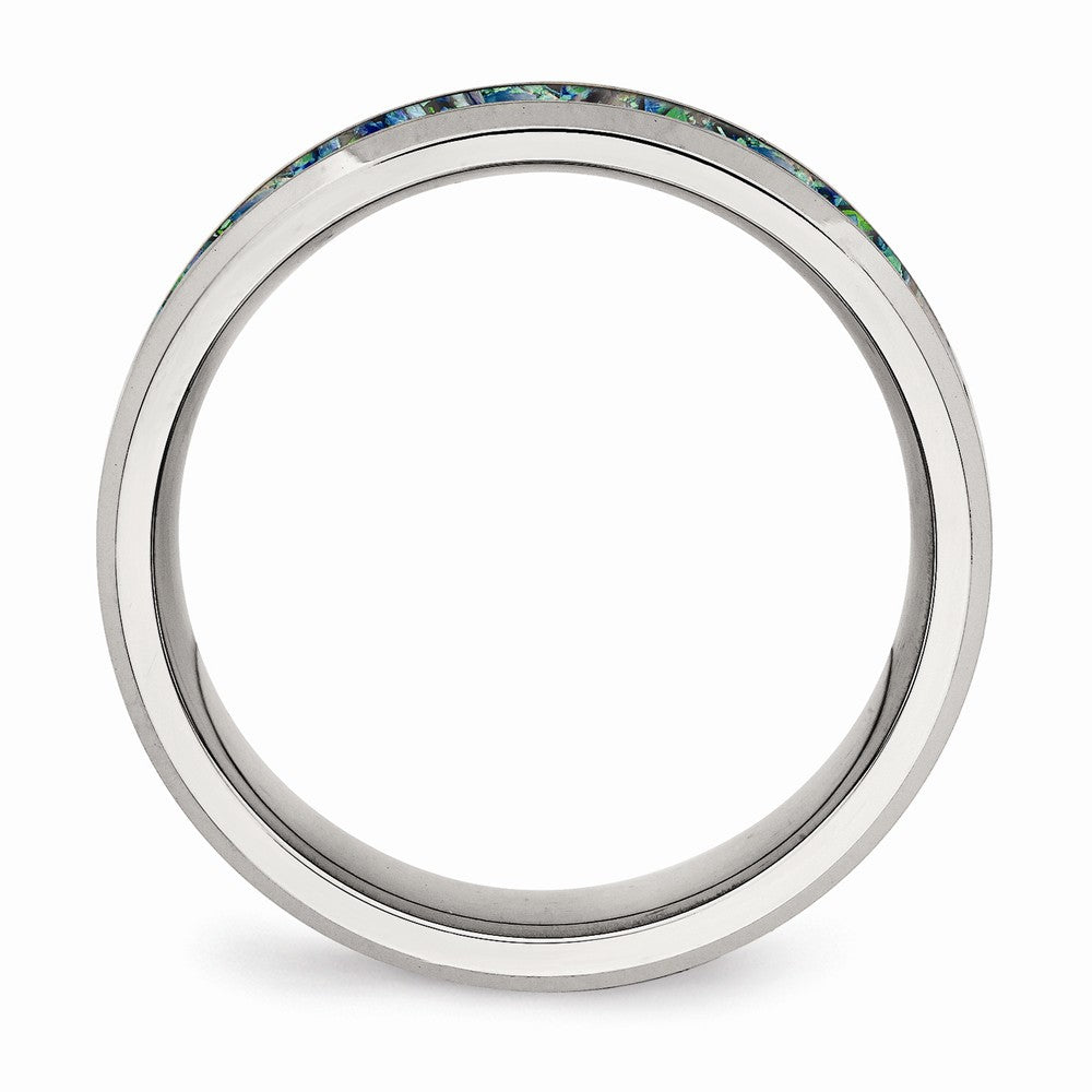 Chisel Stainless Steel Polished With Blue Imitiation Opal 8mm Men's Ring