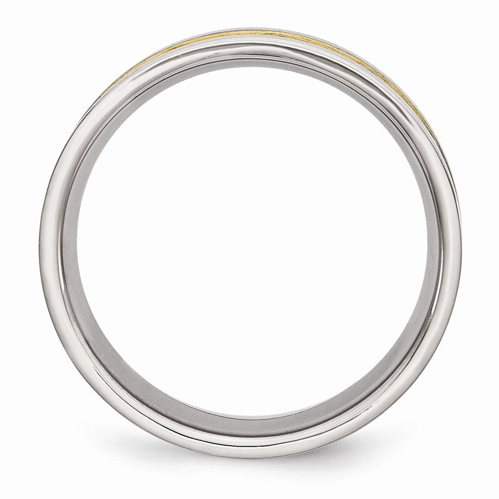 Chisel Stainless Steel Grooved Yellow Ip-plated Mens 8mm Brushed Wedding Band