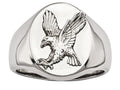 Chisel Stainless Steel Polished W/sterling Silver Rhodium-plated Eagle Ring