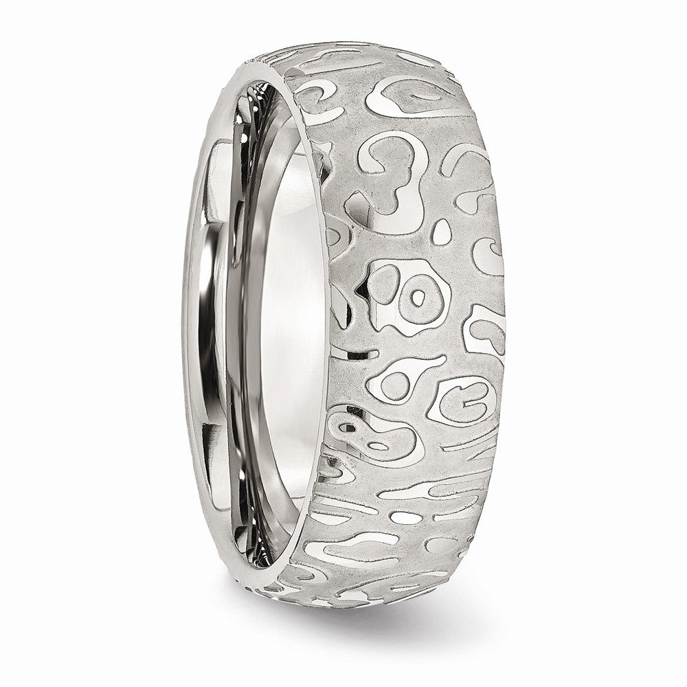 Chisel Stainless Steel Brushed and Polished Textured 8mm Wedding Band