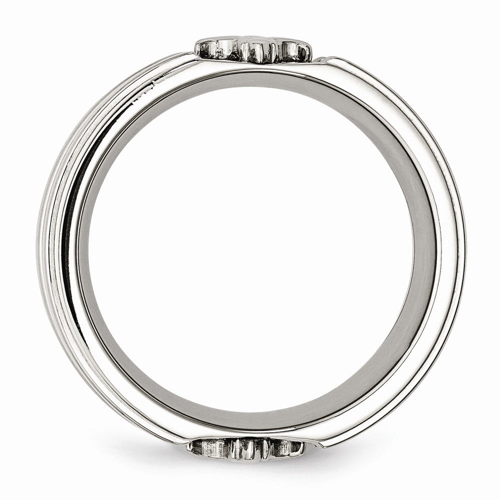 Chisel Stainless Steel Fleur De Lis 10mm Brushed and Polished Wedding Band