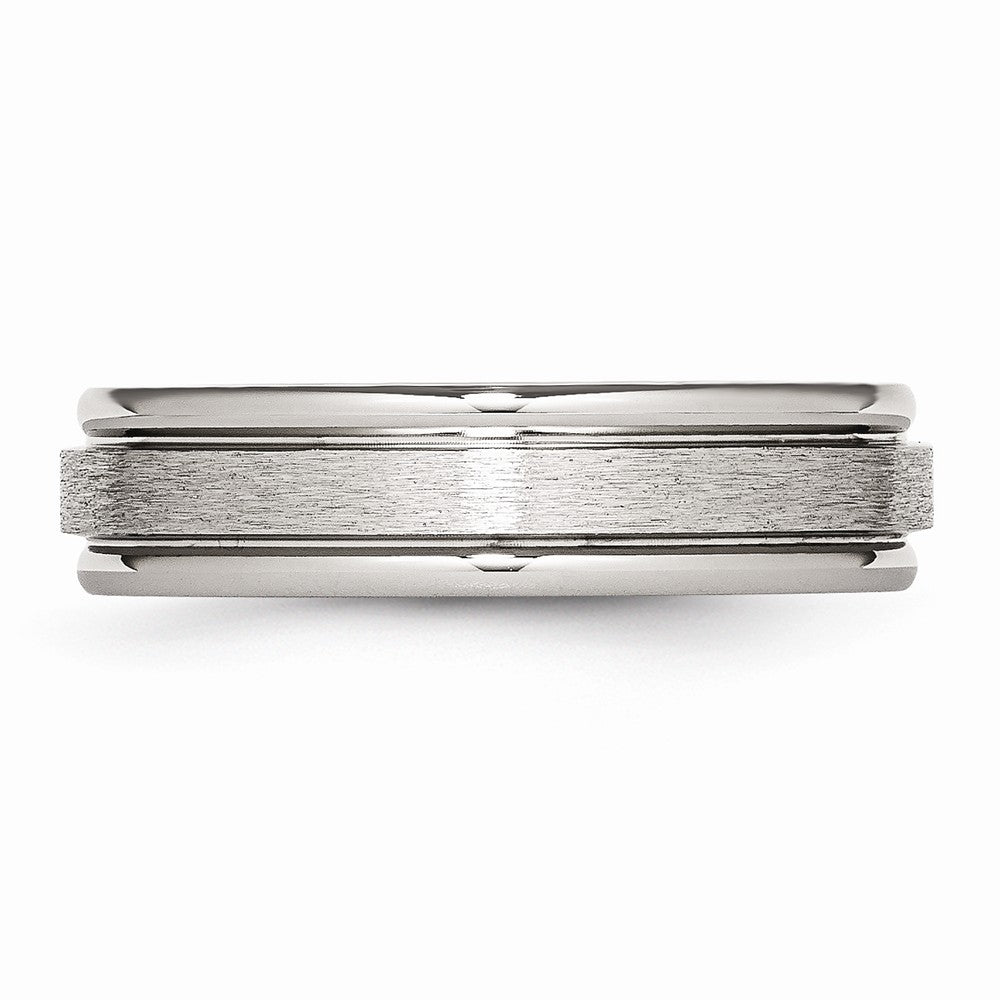 Chisel Stainless Steel Grooved Edge 6mm Satin And Polished Wedding Band