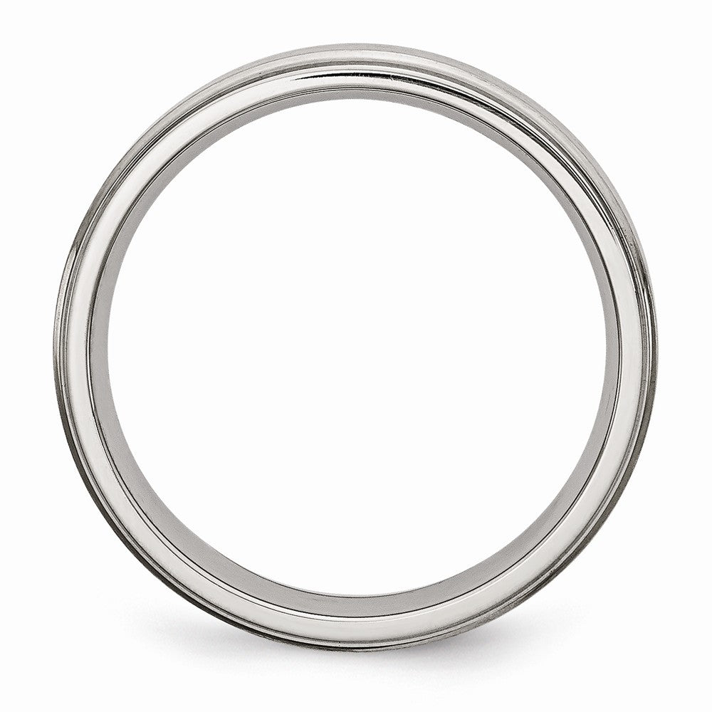 Chisel Stainless Steel Grooved Edge 6mm Brushed And Polished Wedding Band